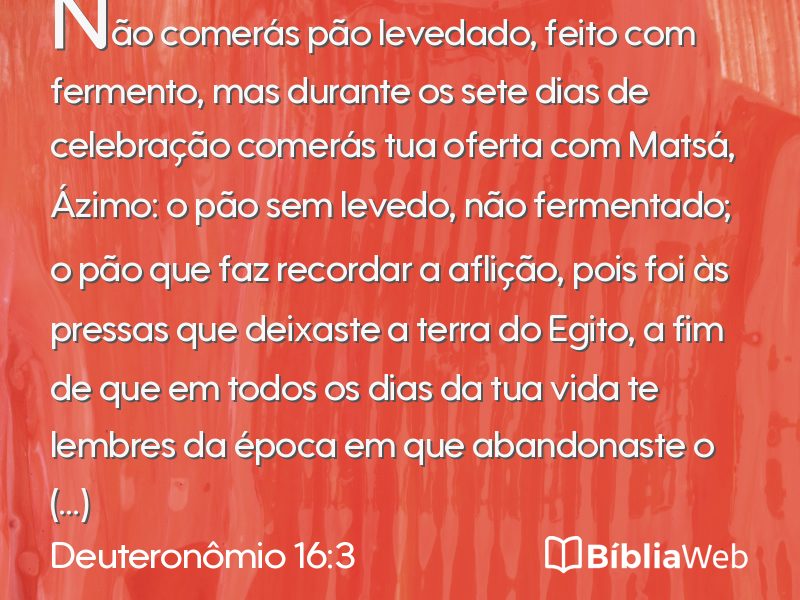 Deuteronômio 16:3 em imagem para compartilhar