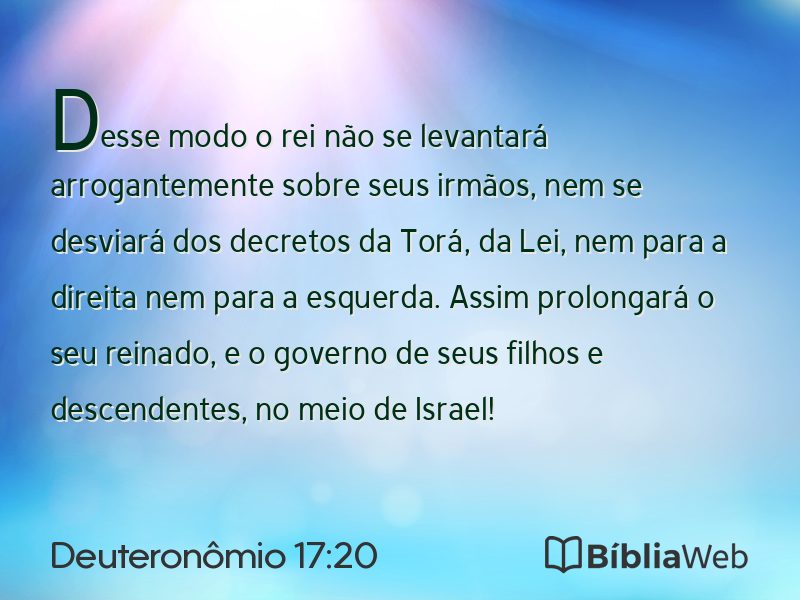 Deuteronômio 17:20 em imagem para compartilhar