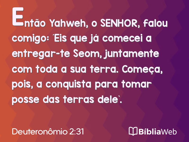 Deuteronômio 2:31 em imagem para compartilhar