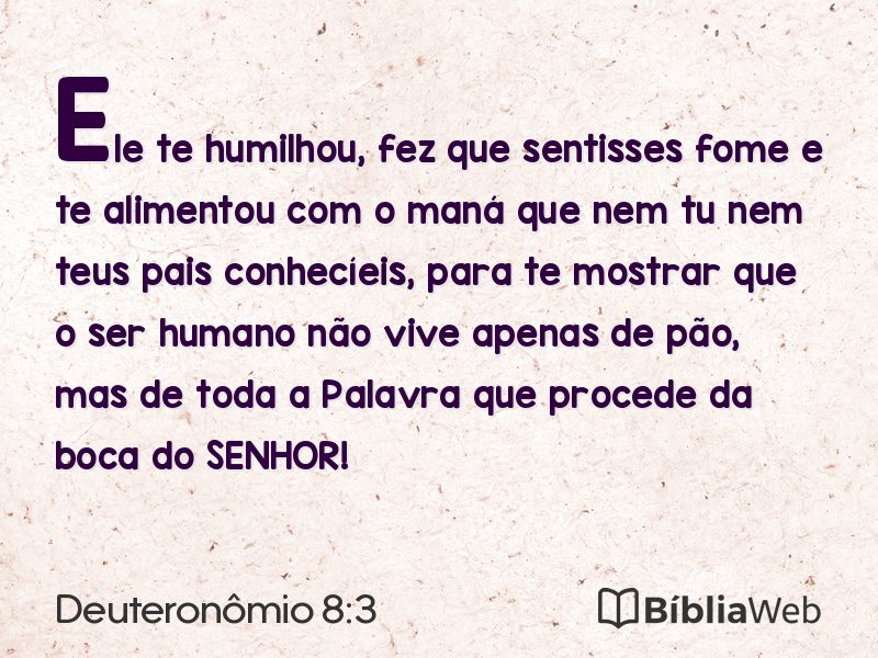Deuteronômio 8:3 em imagem para compartilhar