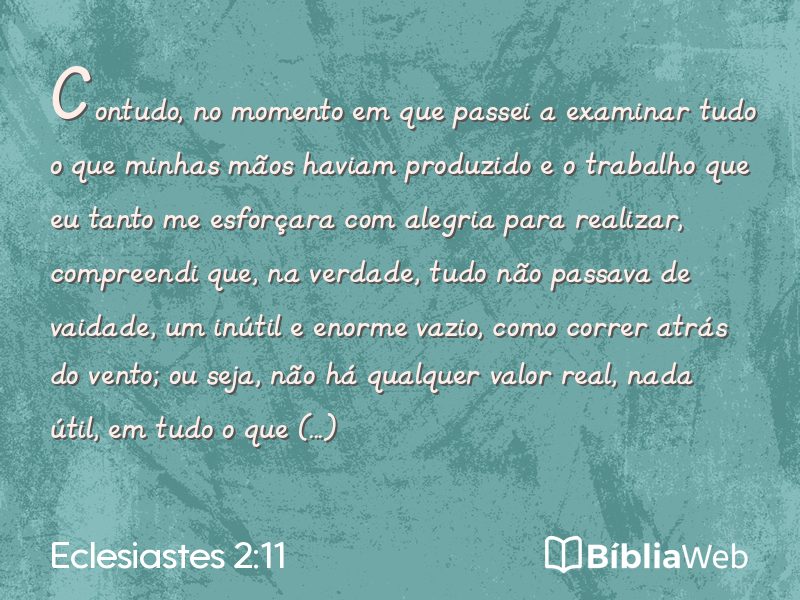Eclesiastes 2:11 em imagem para compartilhar