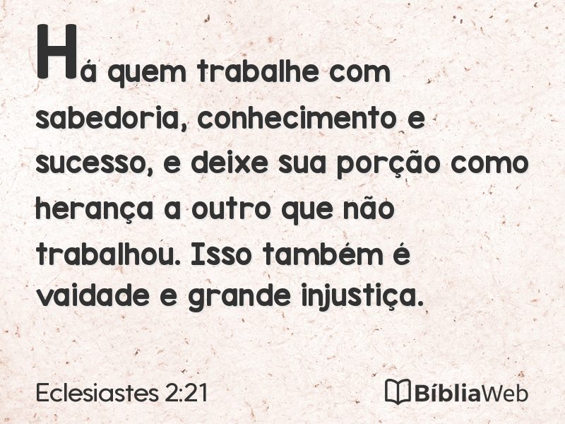 Eclesiastes 2:21 em imagem para compartilhar