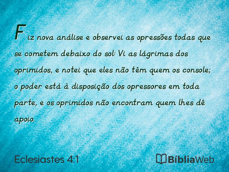 Eclesiastes 4:1 em imagem para compartilhar