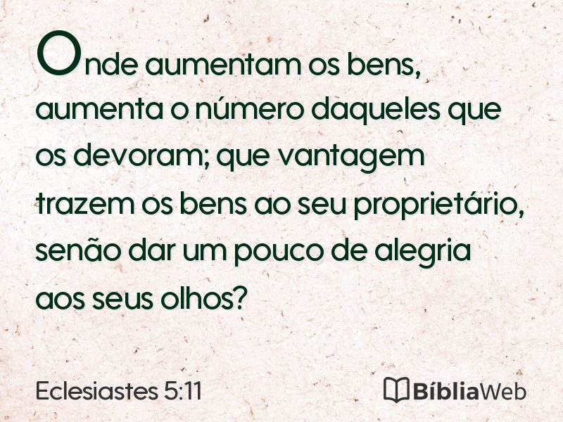 Eclesiastes 5:11 em imagem para compartilhar