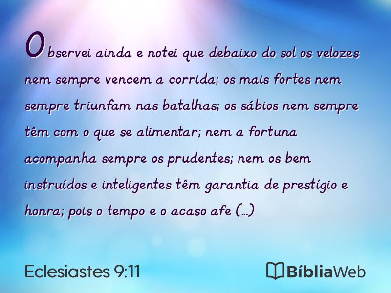 Eclesiastes 9:11 em imagem para compartilhar
