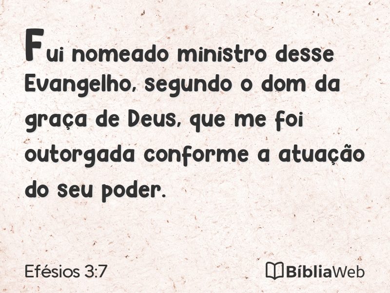 Efésios 3:7 em imagem para compartilhar