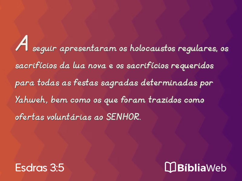 Esdras 3:5 em imagem para compartilhar