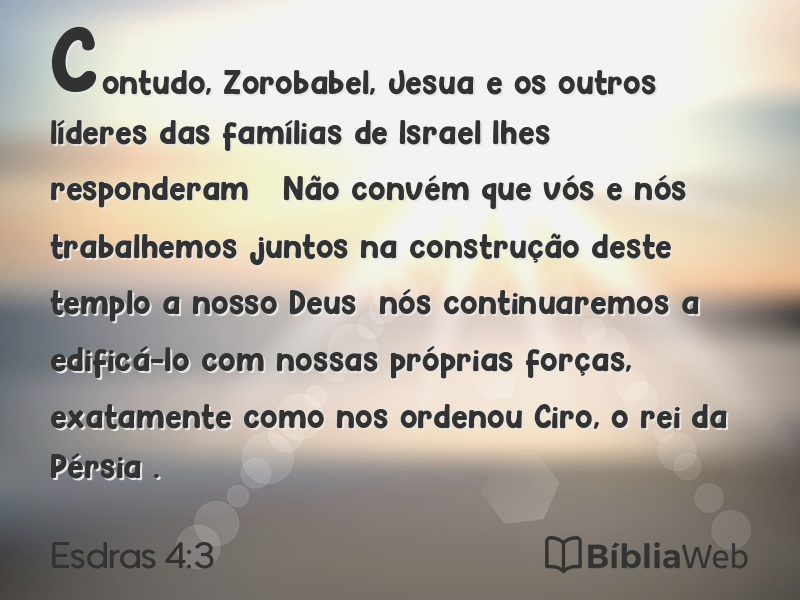 Esdras 4:3 em imagem para compartilhar