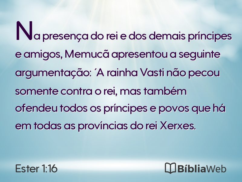 Ester 1:16 em imagem para compartilhar