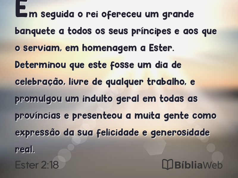 Ester 2:18 em imagem para compartilhar