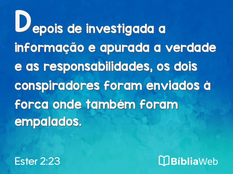 Ester 2:23 em imagem para compartilhar