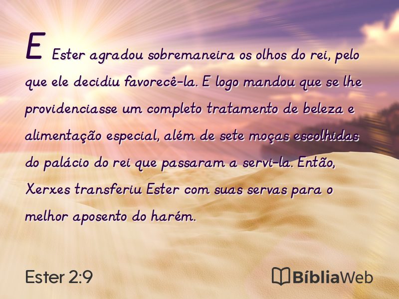 Ester 2:9 em imagem para compartilhar