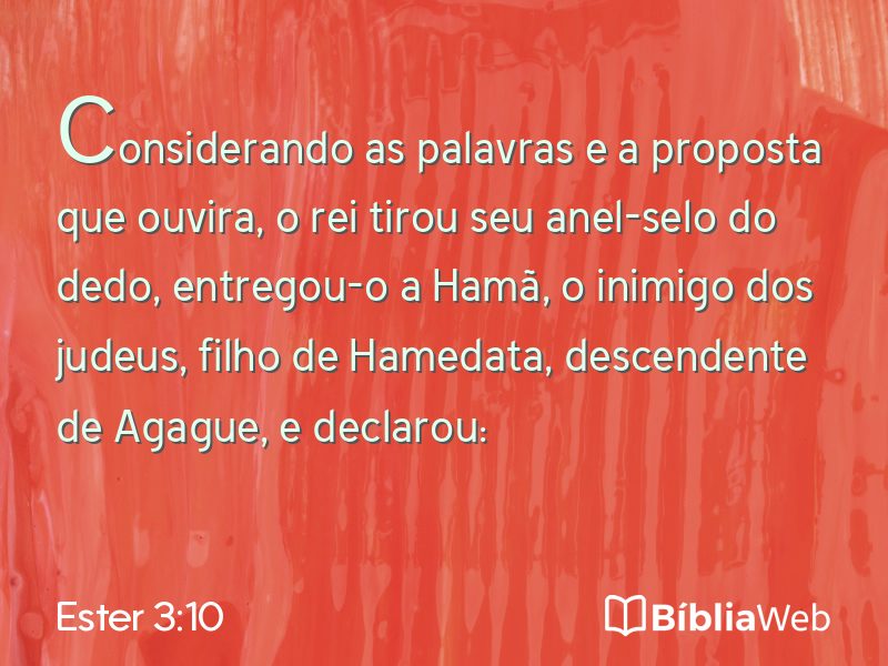 Ester 3:10 em imagem para compartilhar