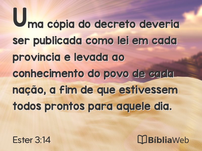 Ester 3:14 em imagem para compartilhar