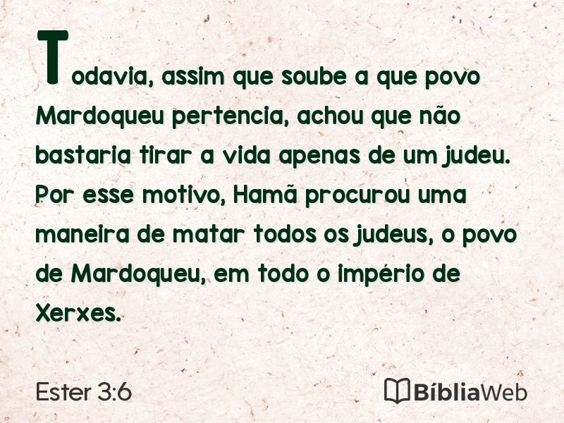 Ester 3:6 em imagem para compartilhar
