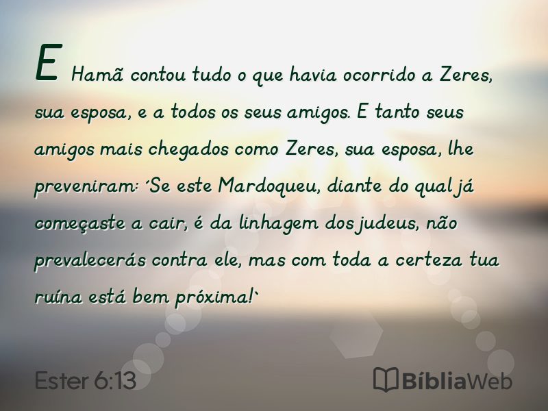 Ester 6:13 em imagem para compartilhar