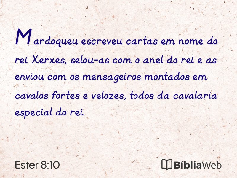 Ester 8:10 em imagem para compartilhar