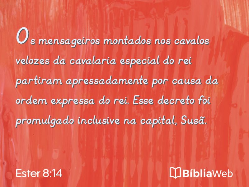Ester 8:14 em imagem para compartilhar