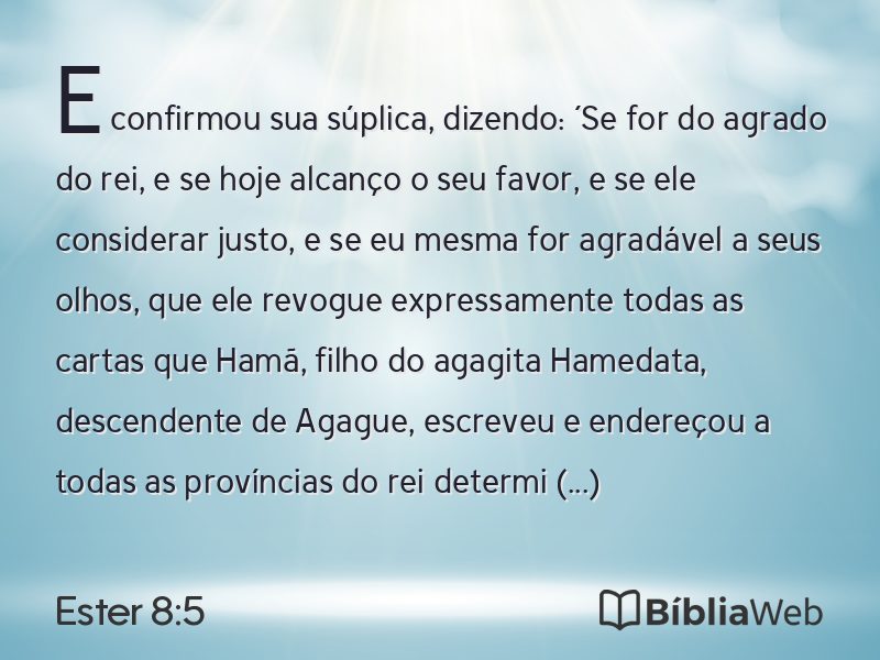 Ester 8:5 em imagem para compartilhar