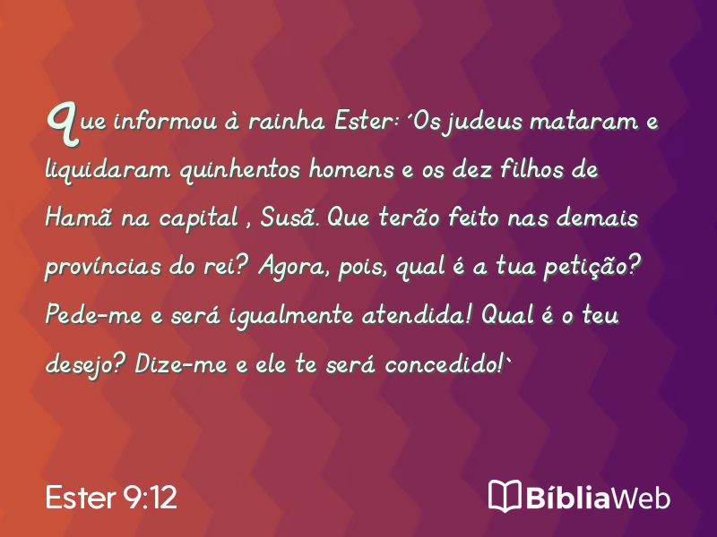 Ester 9:12 em imagem para compartilhar