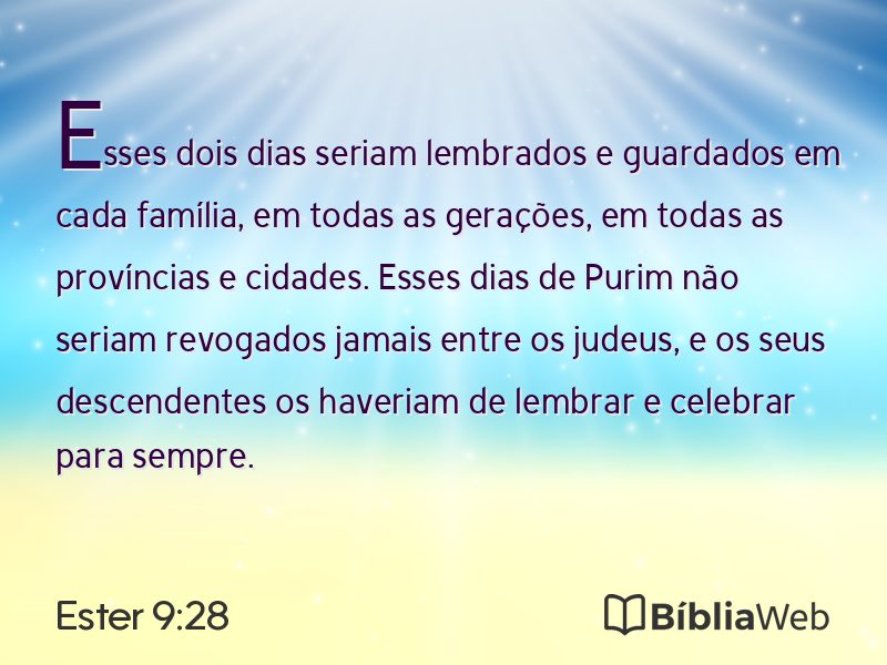Ester 9:28 em imagem para compartilhar