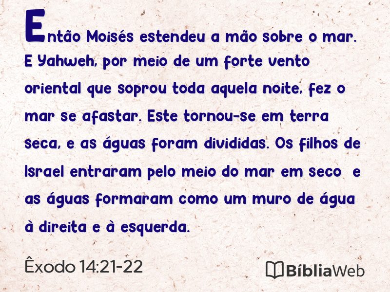 Êxodo 14:21-22 em imagem para compartilhar