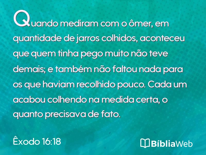 Êxodo 16:18 em imagem para compartilhar