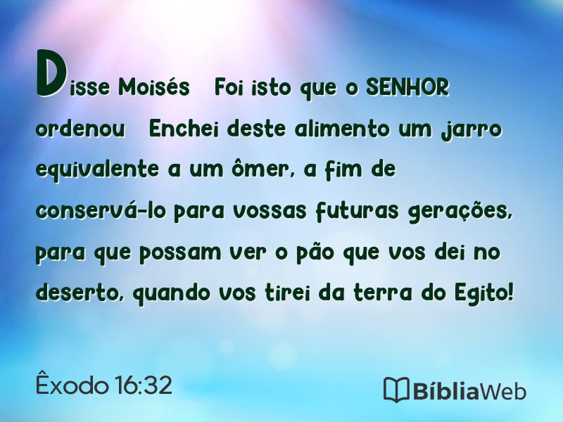 Êxodo 16:32 em imagem para compartilhar
