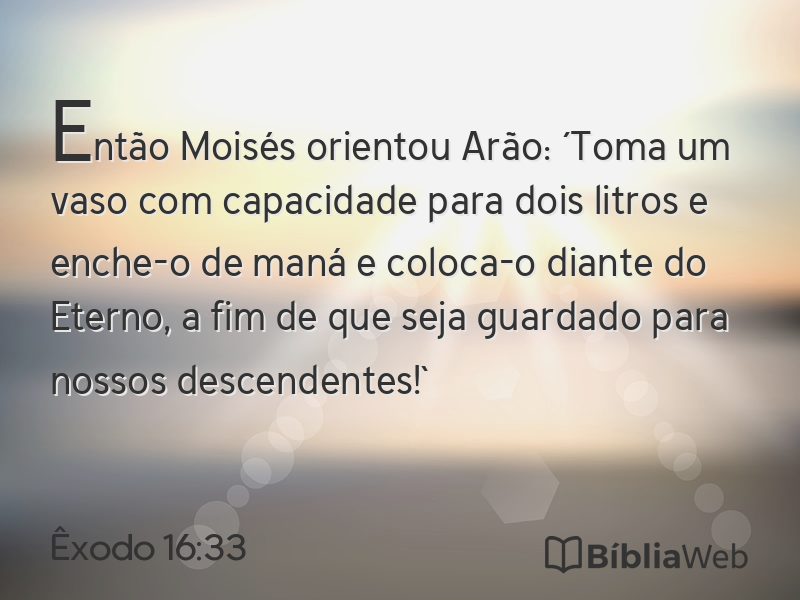 Êxodo 16:33 em imagem para compartilhar