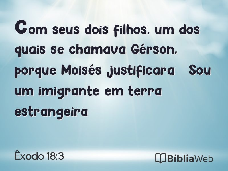 Êxodo 18:3 em imagem para compartilhar