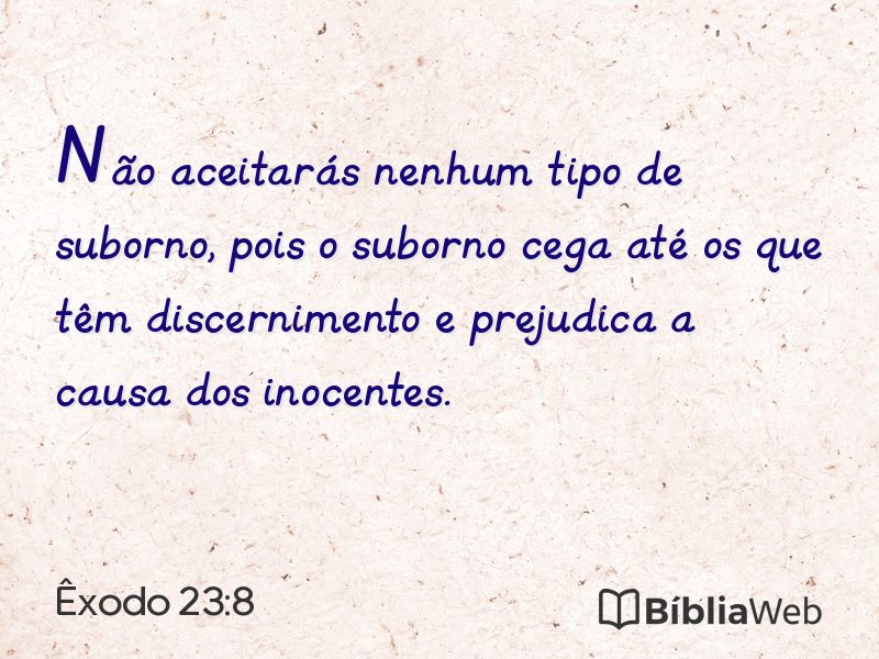 Êxodo 23:8 em imagem para compartilhar