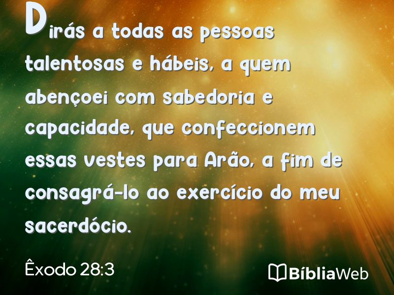 Êxodo 28:3 em imagem para compartilhar