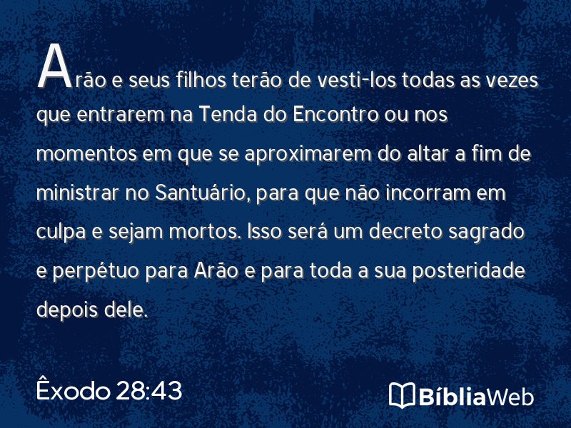 Êxodo 28:43 em imagem para compartilhar