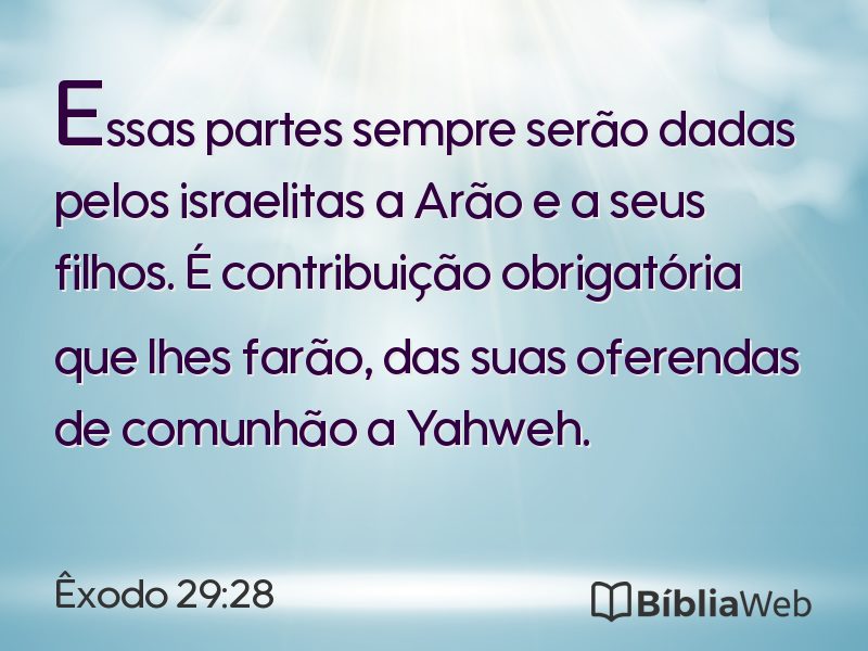 Êxodo 29:28 em imagem para compartilhar