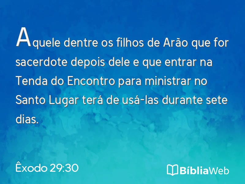 Êxodo 29:30 em imagem para compartilhar