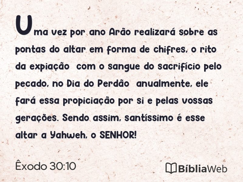 Êxodo 30:10 em imagem para compartilhar