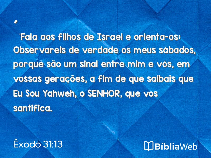 Êxodo 31:13 em imagem para compartilhar