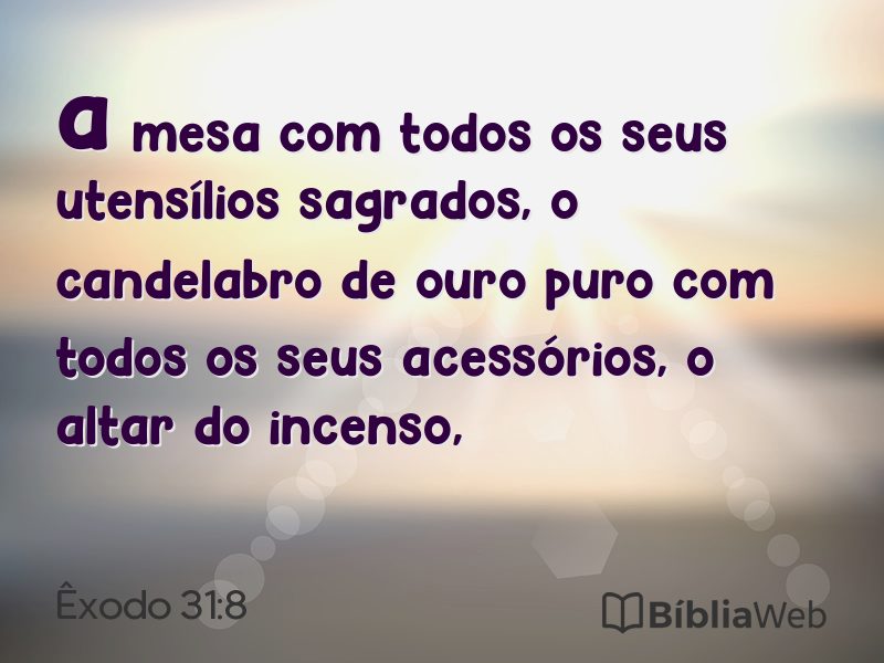 Êxodo 31:8 em imagem para compartilhar