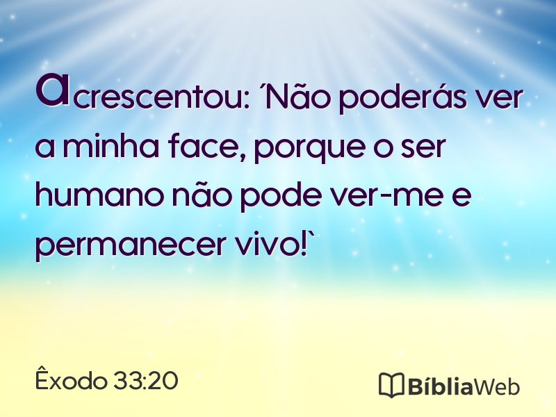 Êxodo 33:20 em imagem para compartilhar