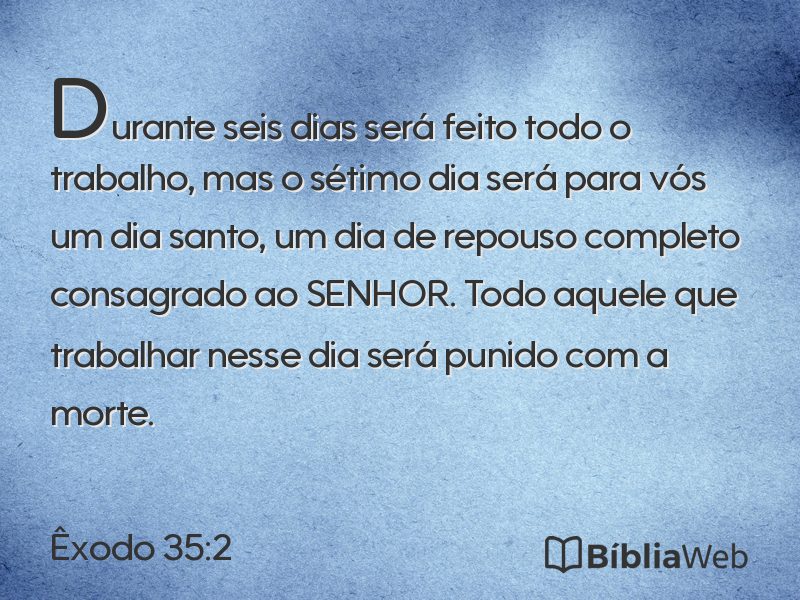 Êxodo 35:2 em imagem para compartilhar
