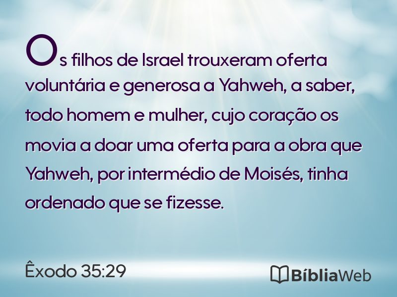 Êxodo 35:29 em imagem para compartilhar