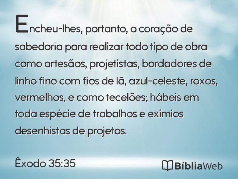 Êxodo 35:35 em imagem para compartilhar