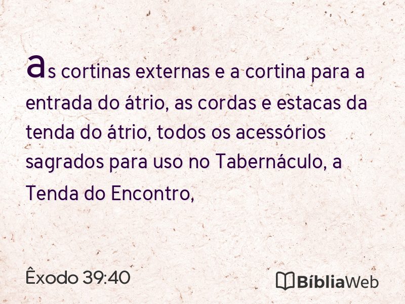 Êxodo 39:40 em imagem para compartilhar