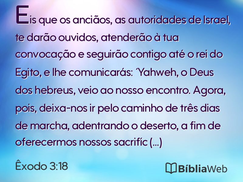 Êxodo 3:18 em imagem para compartilhar