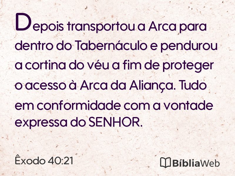Êxodo 40:21 em imagem para compartilhar