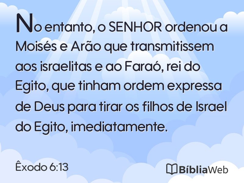 Êxodo 6:13 em imagem para compartilhar