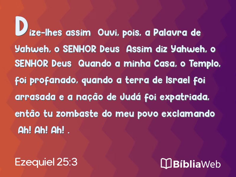 Ezequiel 25:3 em imagem para compartilhar