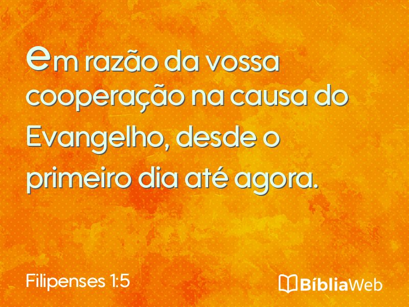 Filipenses 1:5 em imagem para compartilhar