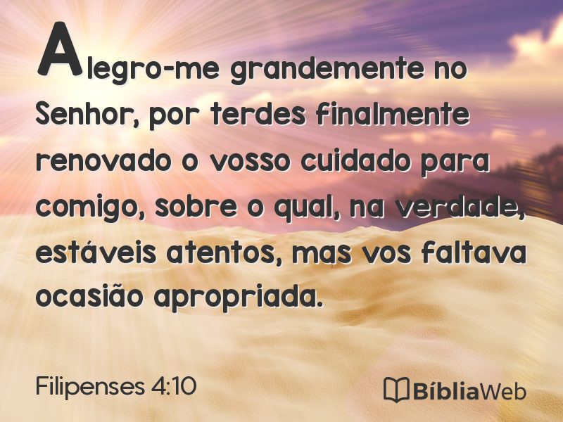 Filipenses 4:10 em imagem para compartilhar