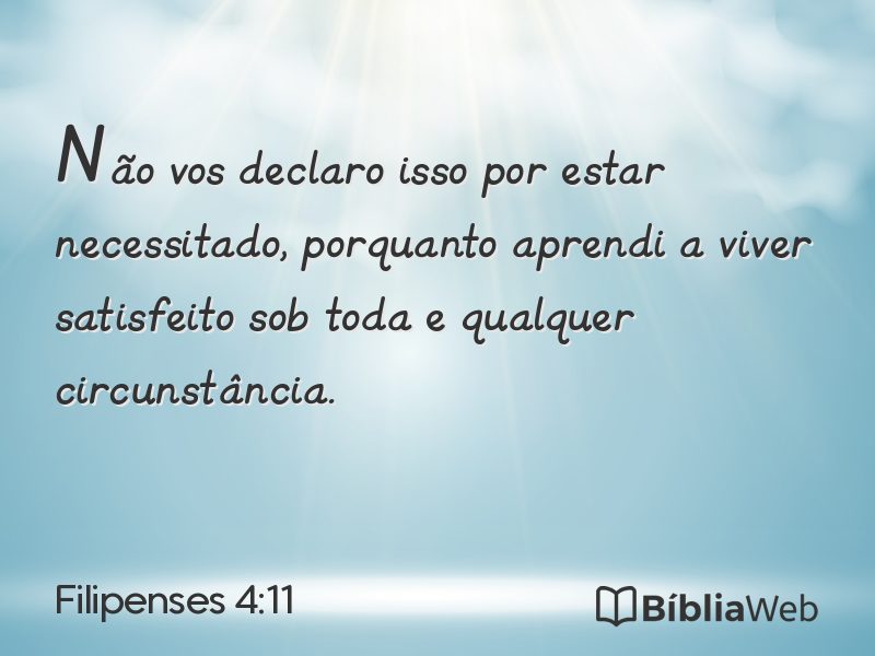 Filipenses 4:11 em imagem para compartilhar